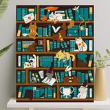 1001 Sayılarla Boyama Tuval Seti Fırça Boya Dahil (Çıtalı) 40X50 cm - Harry Cat - Ahşap