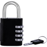 1001 Security SX-575 Soyunma Kilit Şifreli Asma Kilit Anahtar Geçersiz Kılma ve Kod Keşfi, Siyah