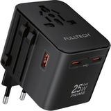 1001 Seyahat Adaptörü, 25W Gan Hızlı Şarj, 2x Usb-C + 1x Usb-A, Universal Travel Adapter, Priz Dön�