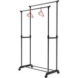 1001 Shore Duo Yükseklik Ayarlı Tekerlekli Eşek Metal Askılık - Vestiyer Portmanto - 18004 - Beyaz - Gold