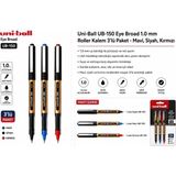 1001 Siyah Kırmızı Pilot Kalem 3 Adet Uniball Eye Broad 1.0 mm Roller Pilot Kalem UB-150-10 Roller Uç