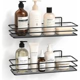 1001 Sogud Şampuanlık 2’li Set - Yapışkanlı Banyo Rafı - Delme Gerektirmeyen Siyah Metal Duş Raf