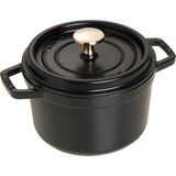 1001 Staub Dökme Demir Kızartma Tavası/güveç, Yuvarlak 16 Cm, 1,2 L, Siyah