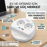 1001 Telefon ve Tablet Standlı, 2'li Usb+ Type-C Girişli, 2 Priz, 3680 Watt 16A, 1.5 Metre Grup Priz, V