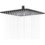 1001 Tepe Duş Başlığı Kare Slim 304 Metal 40X40 cm (Mat Siyah) - ebat