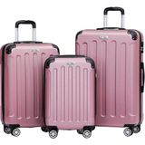 1001 Ultra Hafif Abs Valiz Trıon (Pembe, 3'lü Set)