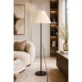 1001 Umbrella Lambader Siyah Metal Tek Ayaklı Lamba Krem Modern Kırma Kumaş Başlık LAM07 - Beyaz - Gold