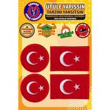 1001 Ütü ile Yapışan Arma Yama, Türk Bayrağı Seti (4 Adet) Ütüyle Yapışan Nakış Dokuma Aplik - Ahşap