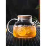 1001 Vakumlu Bambu Kapaklı Isıya Dayanıklı Borosilikat Cam Demlik, Süzgeçli (1000 Ml) | Teapot.deco
