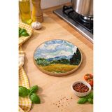 1001 Van Gogh Buğday Tarlası Mantar Nihale Tencere Tava Altlığı 19CM Çapında 1cm Kalınlığında