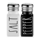 1001 Vintage Cam Tuzluk ve Biberlik Seti, Siyah ve Beyaz Kapaklı, 2 Parça, Masa Üstü Tuz Karabiber Ta - 0,5 ml