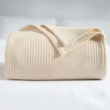 1001 Waffle Desenli Pike Yatak Örtüsü Natural Krem, Tek Kişilik Pike 160X230 Cm, 100% Pamuk, Hafif 4 - Beyaz - Gold
