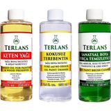 1001 Yağlı Boya Seti Yardımcı Malzemeler 3X250ML Boya Fırça Temizleyici - Kokusuz Terebentin - Kete