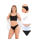 10010 Slip 3'lü Bikini Külot Paketi, V4- Siyah,Beyaz, Kapuçino, S