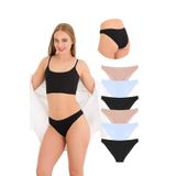 10010 Slip 6'lı Bikini Külot Paketi, V4- Siyah,Beyaz, Kapuçino, Siyah,Beyaz, Kapuçino, M