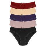 1009 Bato Paça Dantelli 5'li Kadın Külot Paketi, V7- Bordo, Ten, Lacivert, Vizon, Siyah, L