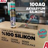 100Aq Akvaryum Sızdırmaz Silikonu Şeffaf Solvent İçermeyen Silikon 280 Ml