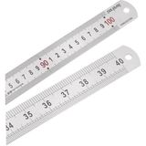 100CM ( 40 Inch ) - Çift Taraflı Paslanmaz Çelik Metal Cetvel - Kalınlık 1.2mm - Gri - 1 Adet