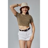 %100HAKIKI Deri Gümüş Tokalı Kadın Kemeri 3cm - 135 cm - Kahverengi