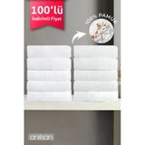 100'Lü Beyaz Banyo Havlusu - 70X140cm, 490Gr, %100Pamuk, Spa Ve Otel Havlusu