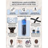100'lü Kutu Set Ekstra Esnek Kopmaz Mini Perma Lastik Saç Tokası - 2 Farklı Seçenek Siyah