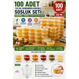 100'Lü Set I 120 Ml Kendinden Kapaklı Sosluk Saklama Kabı 50’Li Set Sızdırmaz Şeffaf Pp Plastik