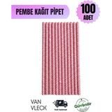 100’LÜ Zigzag Desenli Pembe Kağıt Pipet – Çevre Dostu, Tek Kullanımlık, Dayanıklı