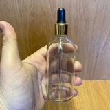 100Ml Şeffaf Cam Damlalıklı Şişe , Gold Metalik Kapak , 100 Cc Saydam Cam Damlalıklı Şişe x 6 Adet