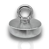100mm Dev Güçlü Deniz Mıknatısı – Neodyum Pot Mıknatıs – Halkalı, Nikel Kaplı, Paslanmaz, Kararma Yapmaz, Tuzlu Suya Dayanıklı (Ø100 mm, 160 kg Çekim Gücü) - Magneteksan