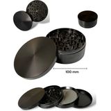 100MM Siyah Xl Grinder Çinko Alaşımpremium 4 Katmanlı Geniş Hazne Manuel Kahve Baharat Öğütücü Parçalayıcı Büyük Boy