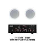 100V Anfi Ve 2 Adet 13 Cm Alçıpan Tavan Hoparlör Seti