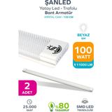 100W 120 cm Kristal Yatay LED Bant Armatür-Trafolu Beyaz Işık - 2 Adet