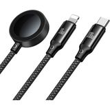 100W 3in1 (Type-C, Lightning ve Apple Watch) Çoklu Şarj Kablosu