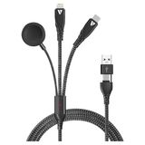 100W Destekli 5'i 1 Arada Naylon Örgülü Kablo, Çoklu Şarj Kablosu USB A/c Tipi C/yıldırım/ma