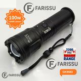 100W Lazer Led El Feneri - 2200 Metre Menzil, 7200Mah Powerbank Özellikli, Dijital Göstergeli Ve 5 Mod