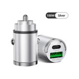 100W Mini Silver Çakmaklık USB Type-C Soketli Araç Içi Süper Hızlı Şarj Adaptörü
