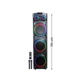 100W Party Box Dev Ses Sistemi Çift Mikrofonlu Kumandalı Karaoke Bluetooth Hoparlör Led Işıklı