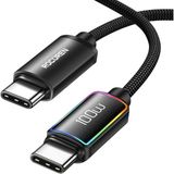 100W Type-C To Type-C Rgb Aydınlatmalı Örgülü Şarj ve Data Kablosu 1 Metre - Option-1
