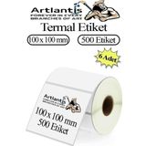 100x100 mm Barkod Etiketi Yapışkanlı 6 Adet Rulo Etiket Termal Barkot Terazi Etiketi 500 lü Barkod Yazıcılara 10x10cm