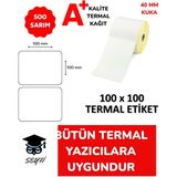 100X100 mm Termal Barkod Etiketi 500 Sarım 40 mm Kuka A Kalite Kağıt Bütün Yazıcılara Uyumlu