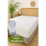 100X200 Tek Kişilik Lastikli Alez – Su Geçirmez, Leke Tutmaz, Yumuşak Dokulu Yatak Koruyucu - Beyaz - 100 x 200 cm