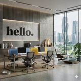 100X35 Cm Dev Boy "Hello." Yazılı Kırılmaz Pleksi Ayna - Ofis Villa Antre Dekoru