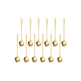 1010 Çelik Gold 12 Adet 18 cm Uzun Tatlı Latte Dondurma Kaşığı cin510sr-12