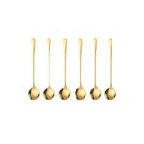 1010 Çelik Gold 6 Adet 18 cm Uzun Tatlı Latte ve Dondurma Kaşığı cin510sr-6