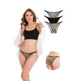 1025 Çift İp-Taş Detaylı Bikini Külot Paketi, V7- Leopar, Siyah, Pars, STANDART