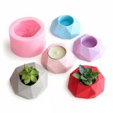1034 - Silikon Kalıp Mum Kalıbı - Kalp Geometrik Saksı