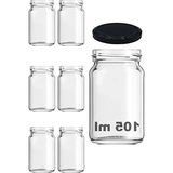 105 ml Şeffaf Cam Kavanoz, 6 Adet Metal Kapaklı Konserve Seti