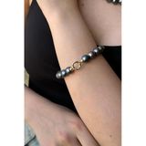 10,5 Mm Siyah İnci Kolye Bileklik İkili Set