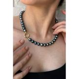 10,5 Mm Siyah İnci Kolye