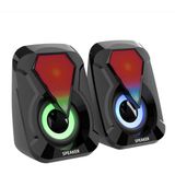 1053 Pc Laptop Bilgisayar Hoparlörü Rgb Işıklı Oyuncu Hoparlörü 3.5mm Jack Kablolu 1+1 Ses Sistemi USB Speker 6W Stereo - Siyah